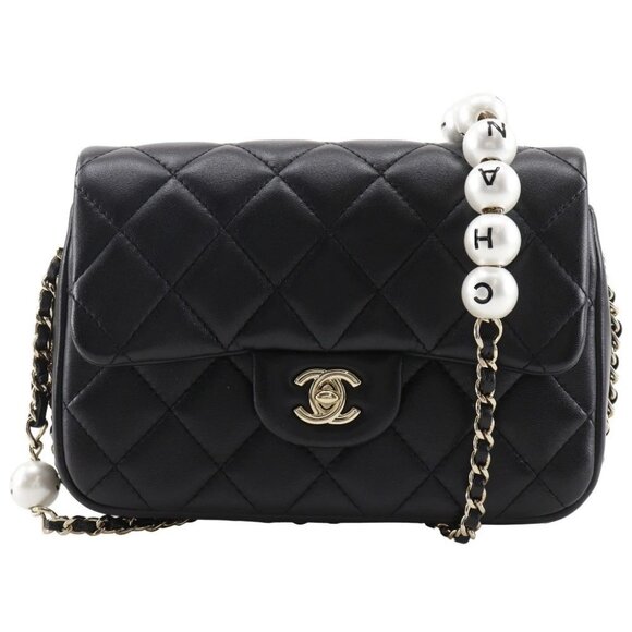CHANEL Pearl ChainShoulder Shoulder Bag AS1533 Matelasse black lambskin Women - Picture 1 of 11